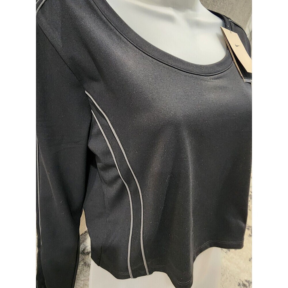 NEW Nike ONE Fitted Dri-Fit LS Cropped Top Black Size L NWT $60 Dri Fit - Picture 2 of 10